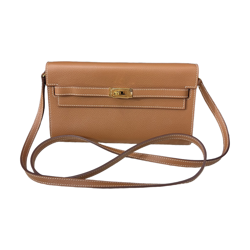 Hermès Kelly, Togo (EC) Leather, Gold Brown, Gold Hardware, B Stamp