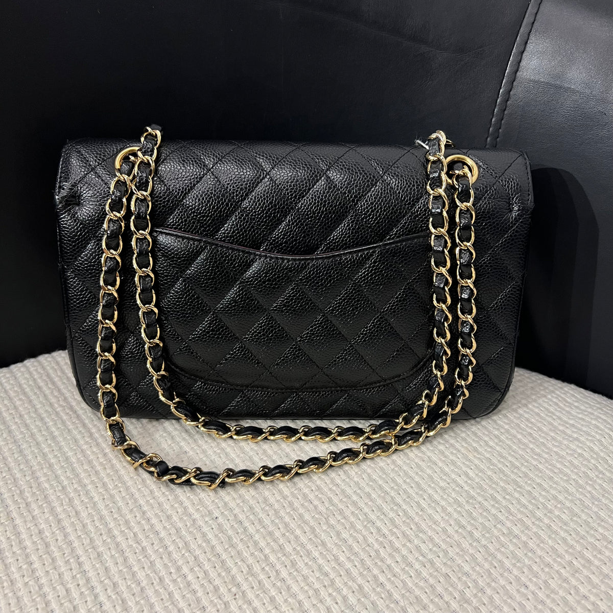 Chanel Medium Classic Flap, Black Caviar Leather, Gold Hardware, 26 Stamp