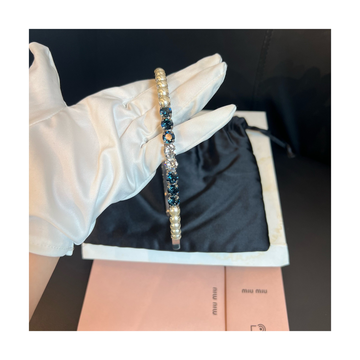 Miu Miu Crystal Pearl Headband