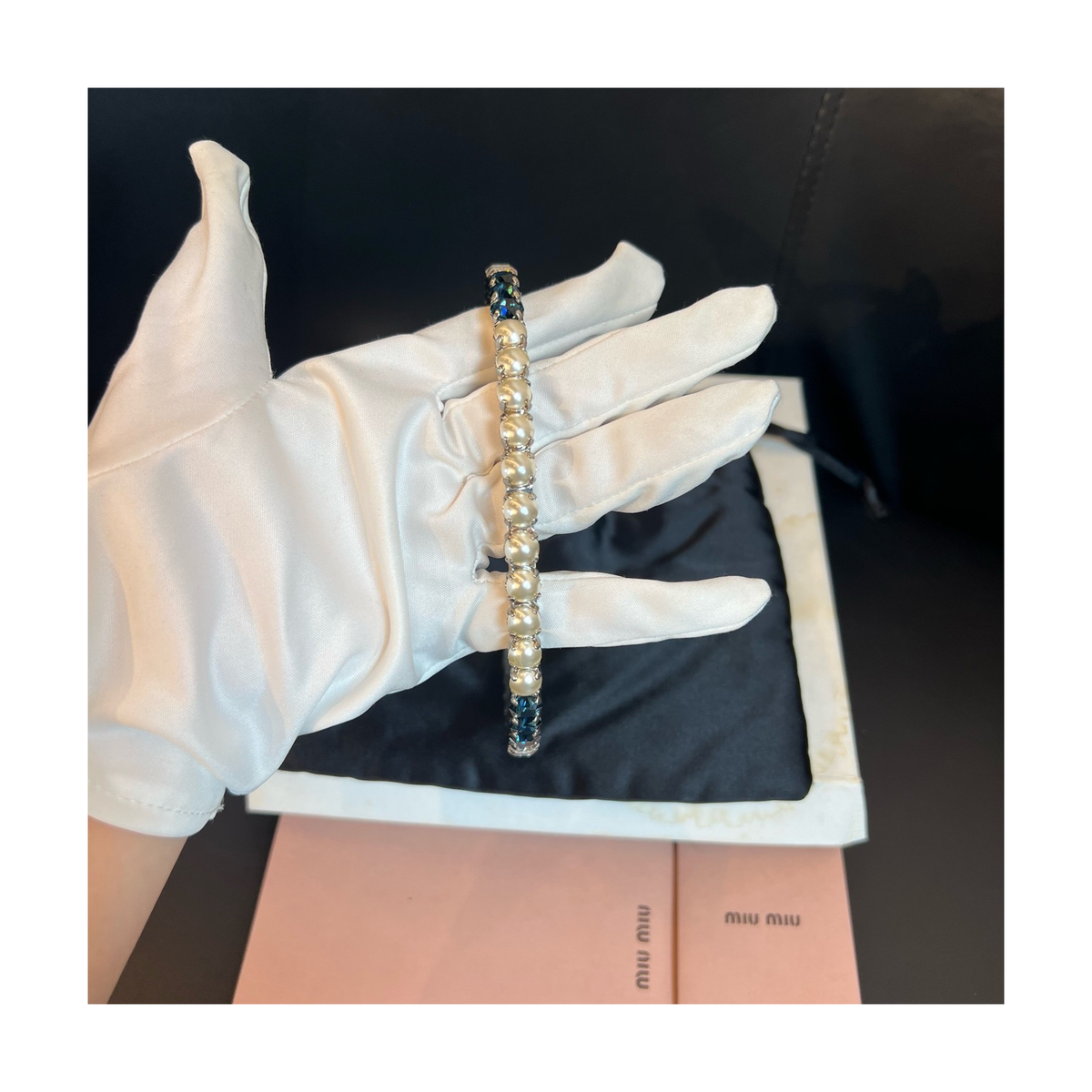 Miu Miu Crystal Pearl Headband