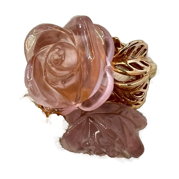 Dior Rose Bagatelle 18K Rose Gold Pink Crystal Ring, Size 52