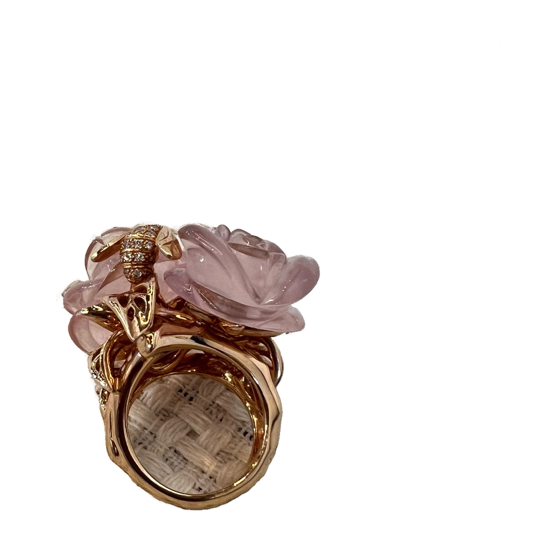 Dior Rose Bagatelle 18K Rose Gold Pink Crystal Ring, Size 52