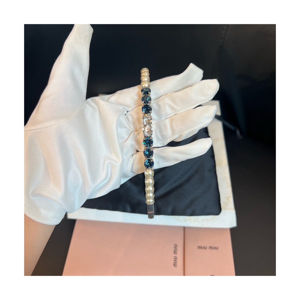 Miu Miu Crystal Pearl Headband