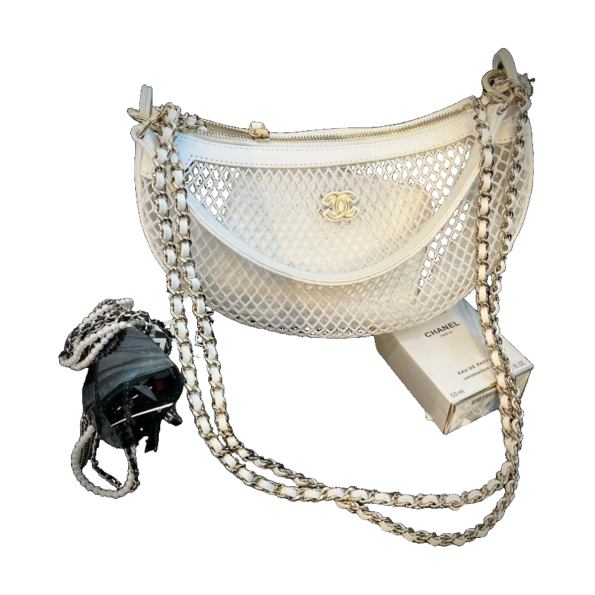 Chanel 25S Silver-Tone Handle Mesh Shoulder & Crossbody Bag