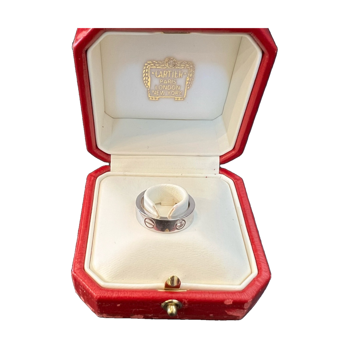Cartier LOVE Ring, 18K White Gold with 3 Diamonds, Size 53