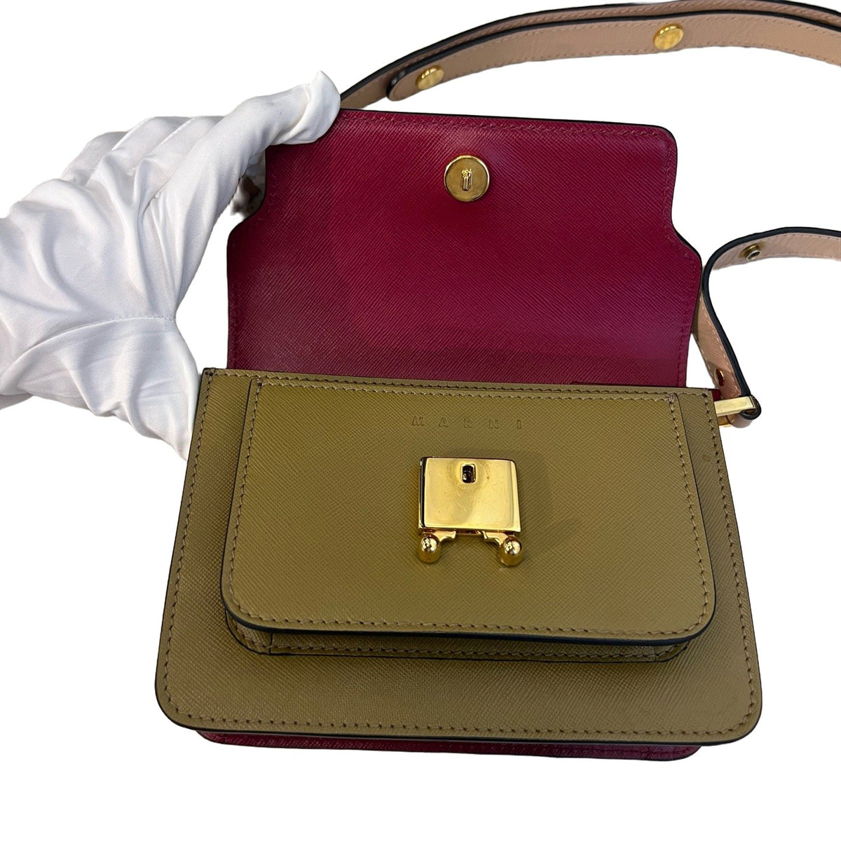 Marni Trunk Bag, Pink & Brown Color Block, Organizer Bag