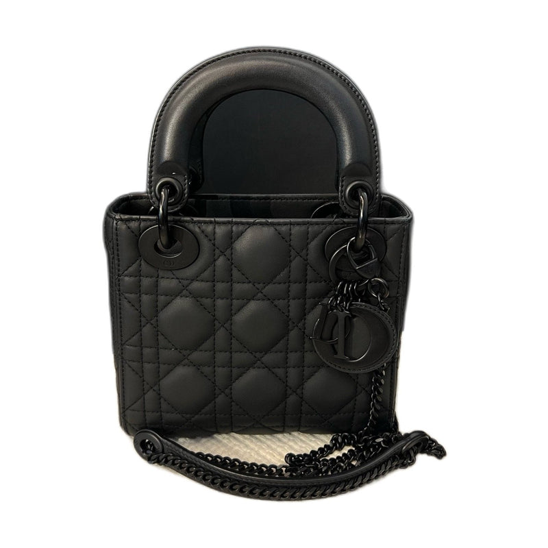 Dior Lady Dior 3-Cannage Matte Black Handbag, 2020