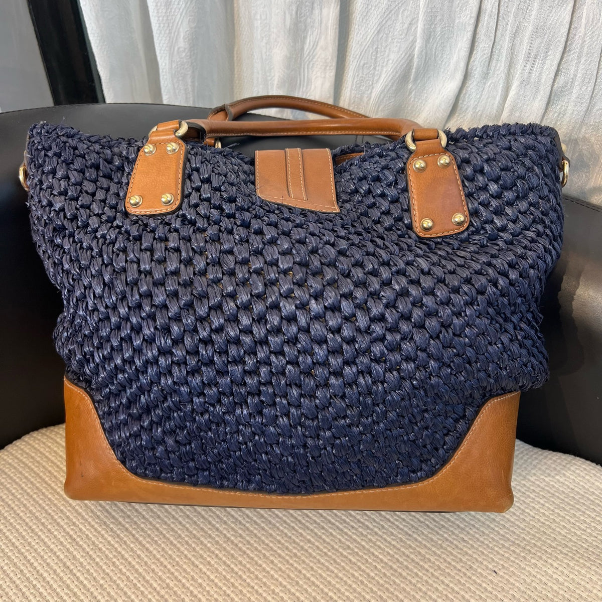Gucci Blue Woven Tote