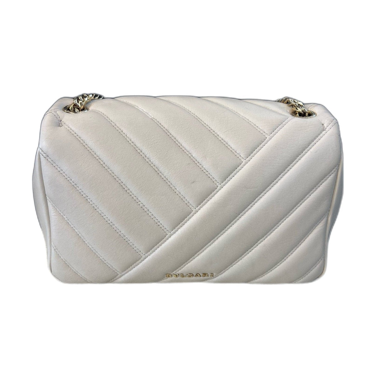 Bvlgari White Serpenti Cabochon Chain Bag