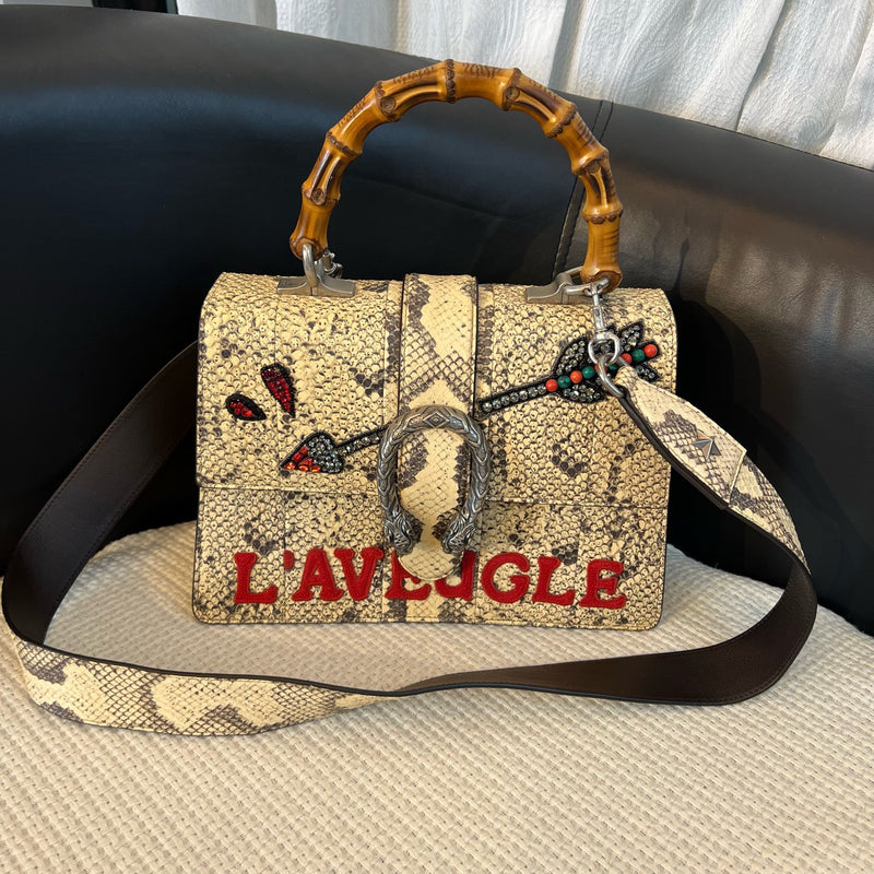 Gucci Valentine Limited Edition Bamboo Python Dionysus Bag, Black Label, Code A02