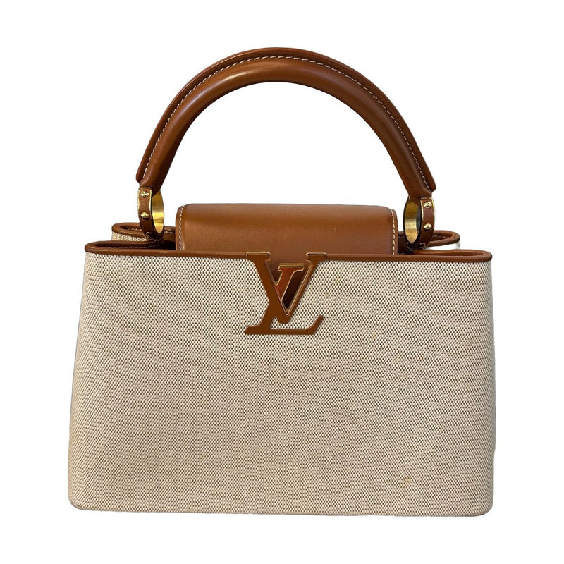 Louis Vuitton Capucines MM, Beige Brown Canvas & Calfskin, Chip Version