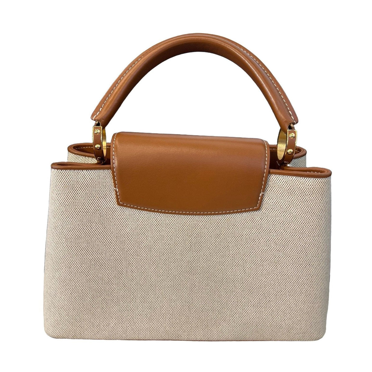 Louis Vuitton Capucines MM, Beige Brown Canvas & Calfskin, Chip Version