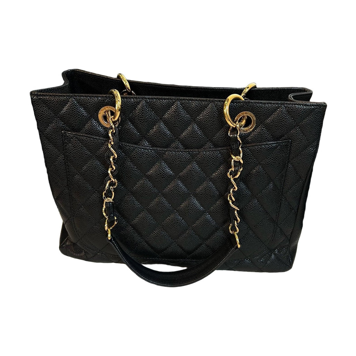 Chanel GST Black Caviar Leather Tote Bag, Gold Hardware