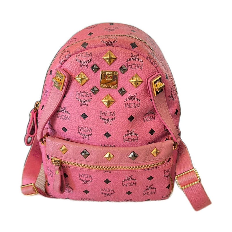MCM Pink Studded Medium Backpack