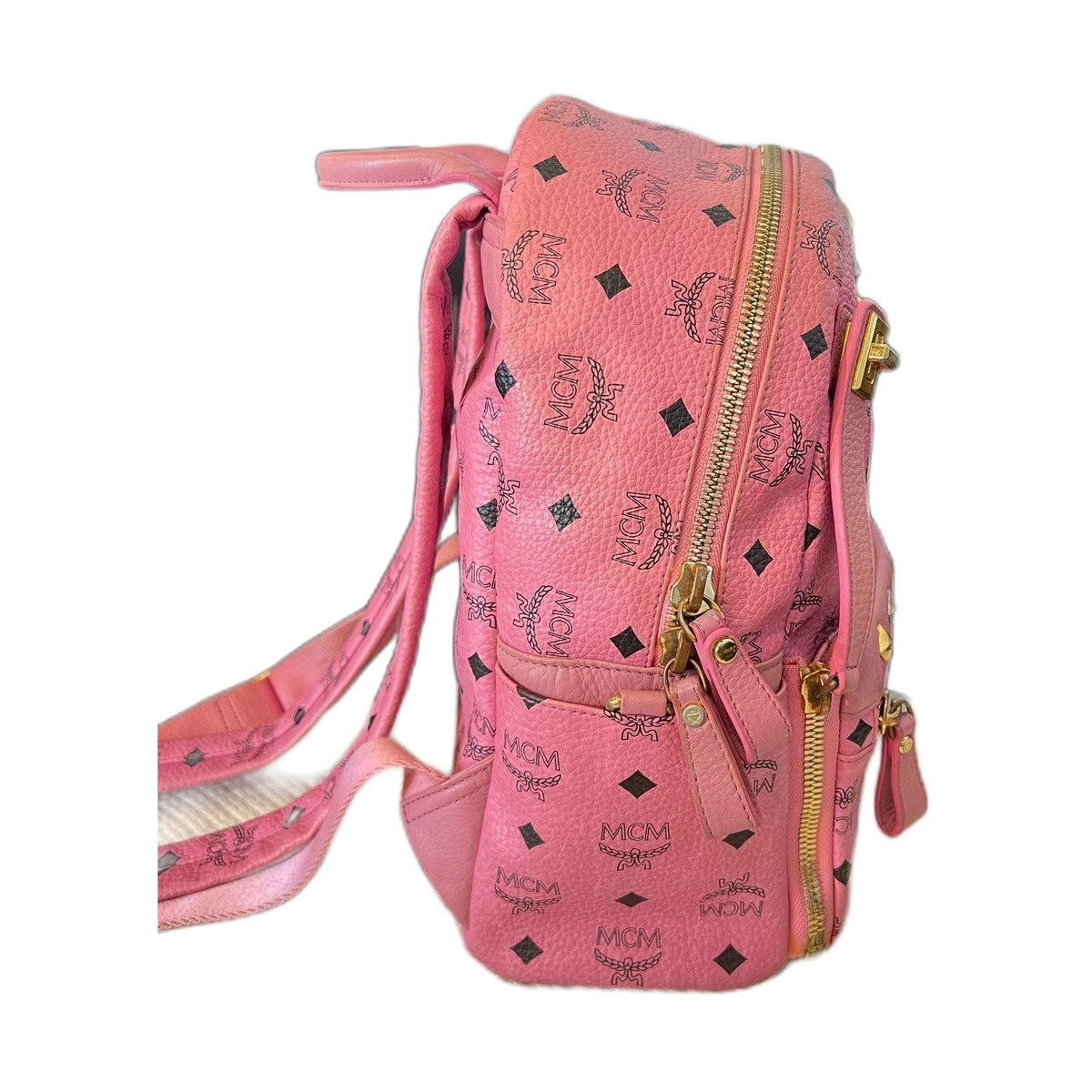MCM Pink Studded Medium Backpack