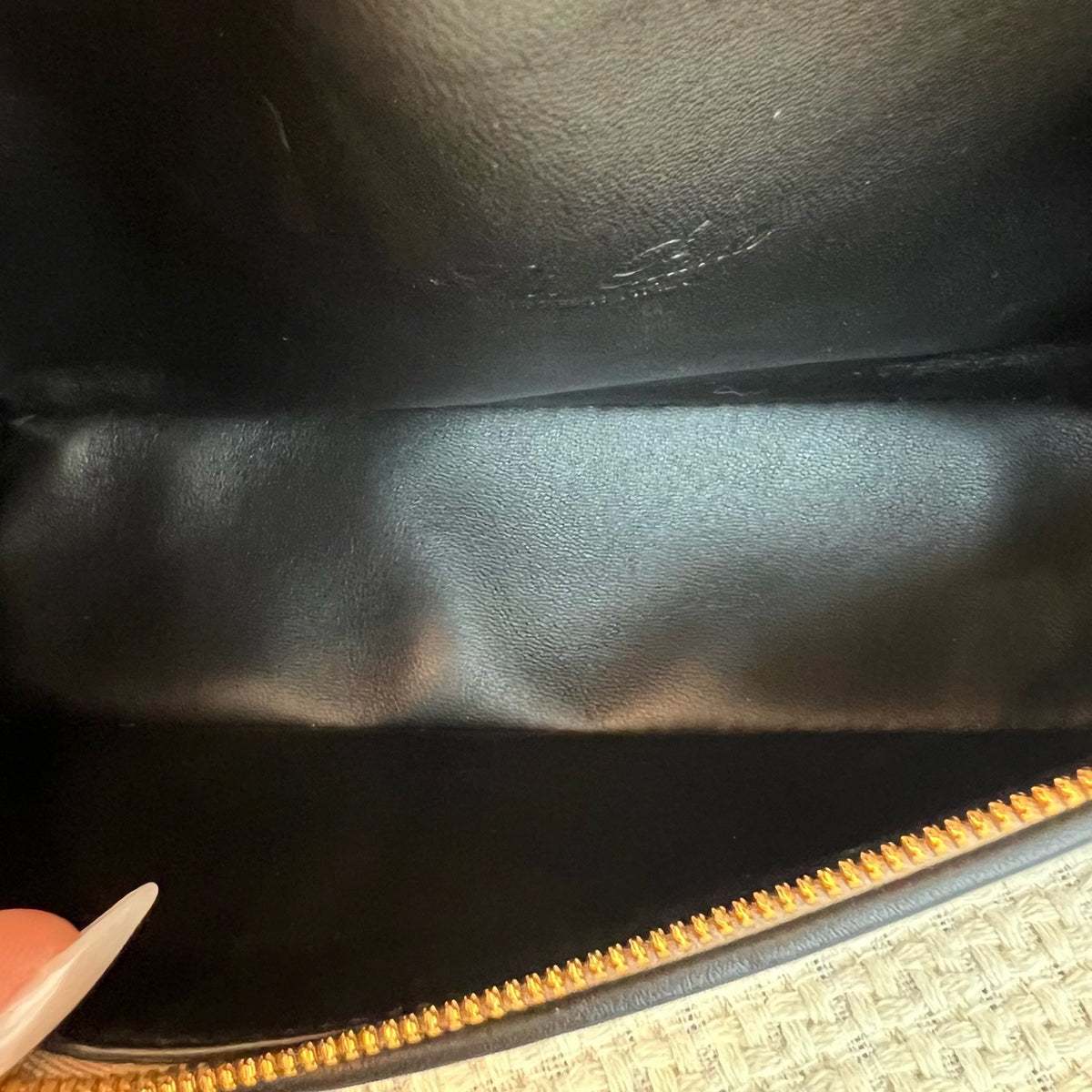 Loro Piana Linen Canvas & Black Leather Bag, Gold Hardware