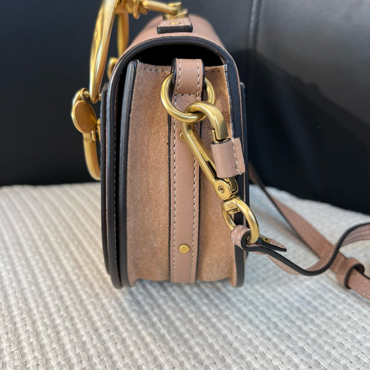 Chloé Nile Bracelet Bag, Beige Nude, Gold Ring Hardware Shoulder Bag