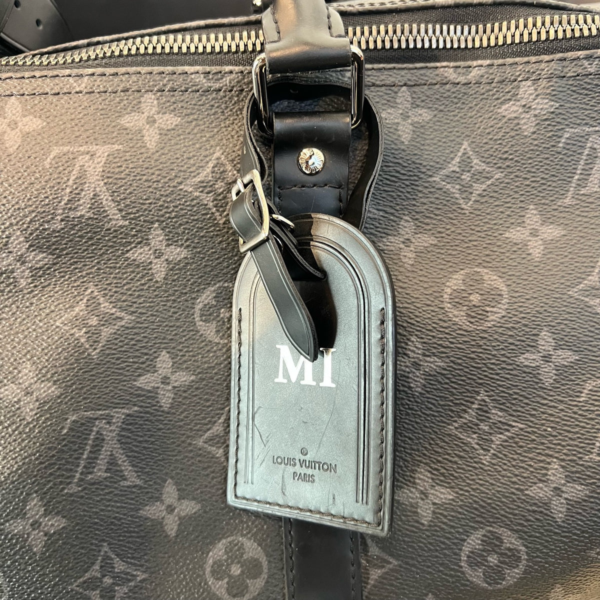 Louis Vuitton Keepall 55 Black Phantom Travel Bag Handbag Shoulder Bag