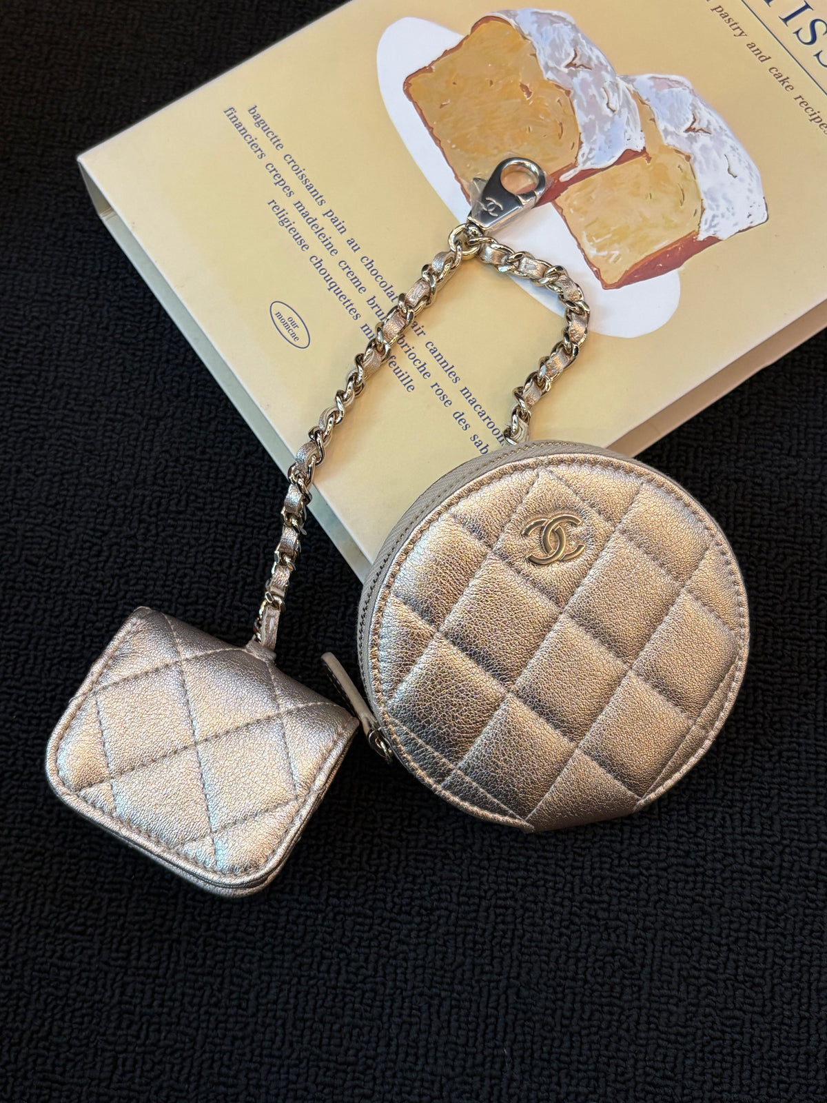 Chanel Vic 2-in-1 Coin Purse & Earbud Case — Gold Double Star