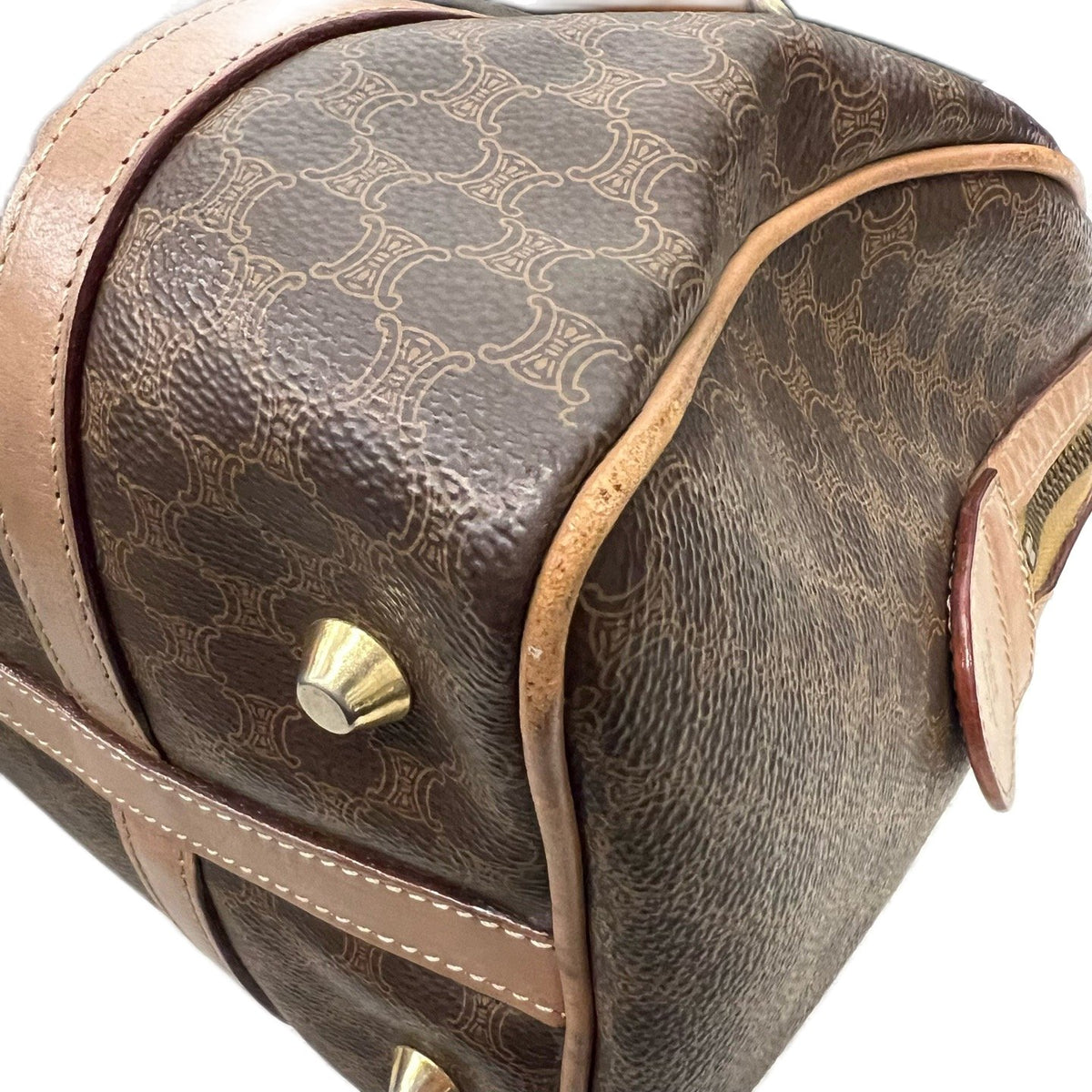 Celine Vintage Boston Bag, Brown Monogram Handbag