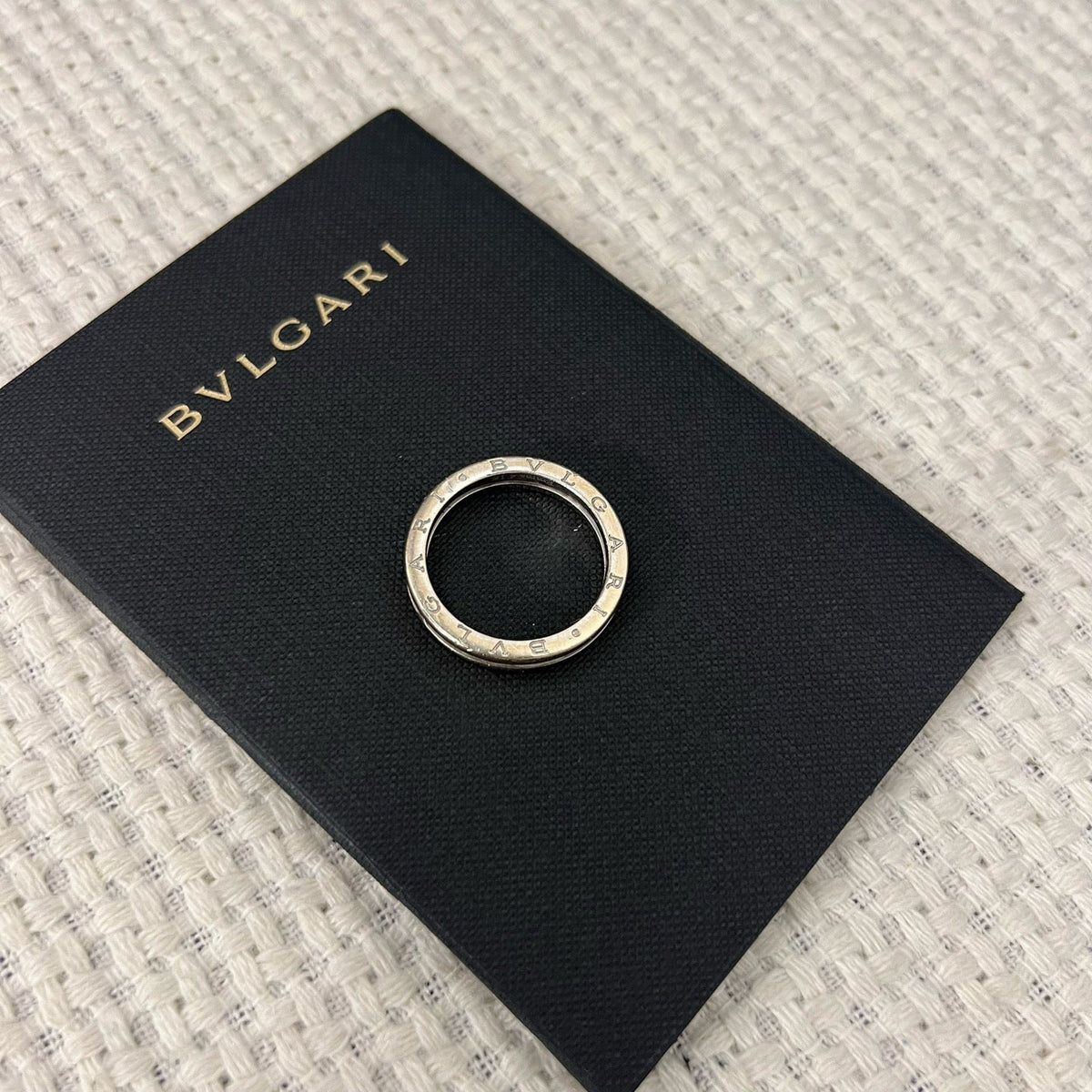 Bvlgari 18K White Gold B.zero1 Single Full Diamond Ring, Size 69