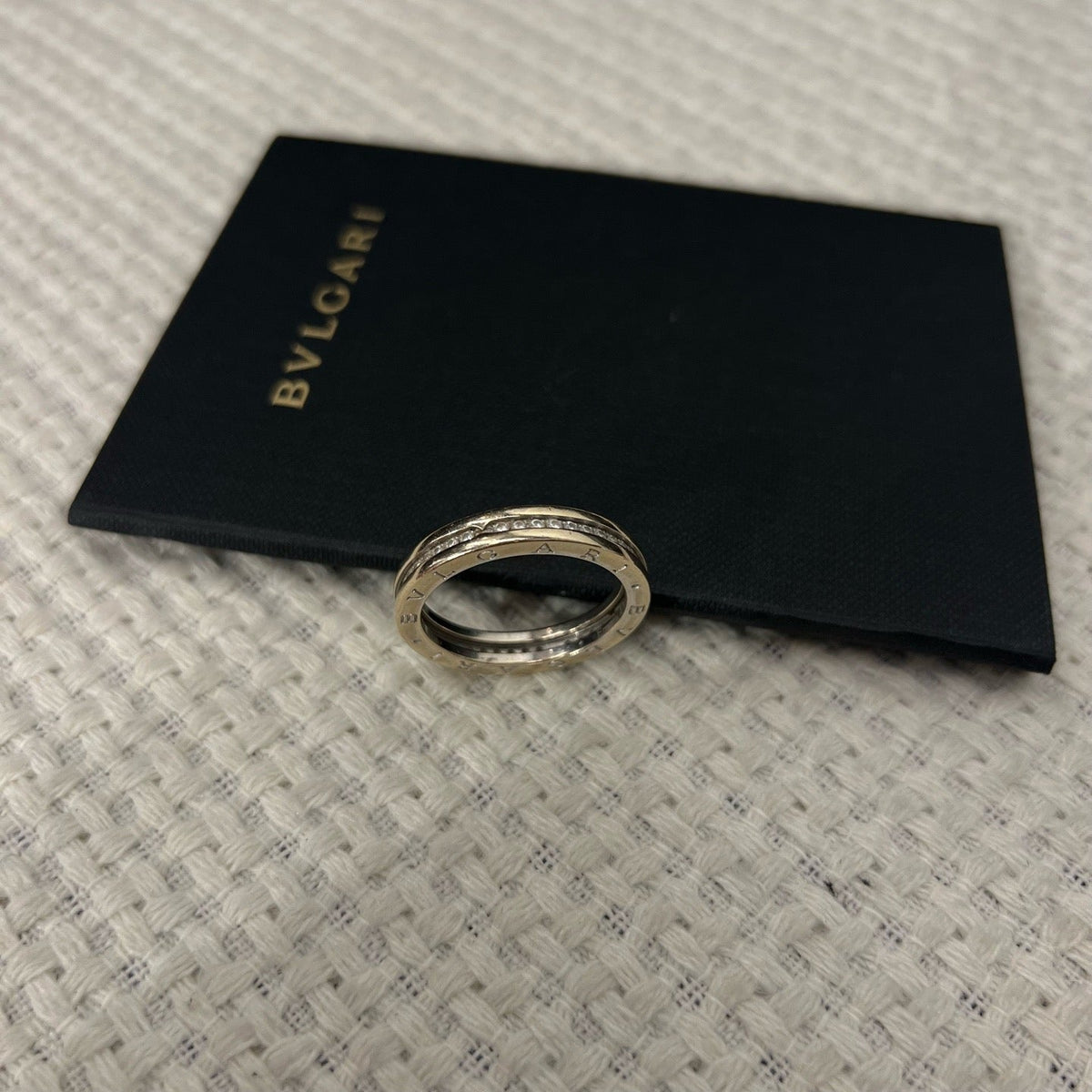 Bvlgari 18K White Gold B.zero1 Single Full Diamond Ring, Size 69