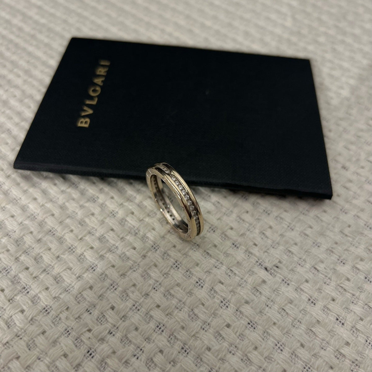 Bvlgari 18K White Gold B.zero1 Single Full Diamond Ring, Size 69