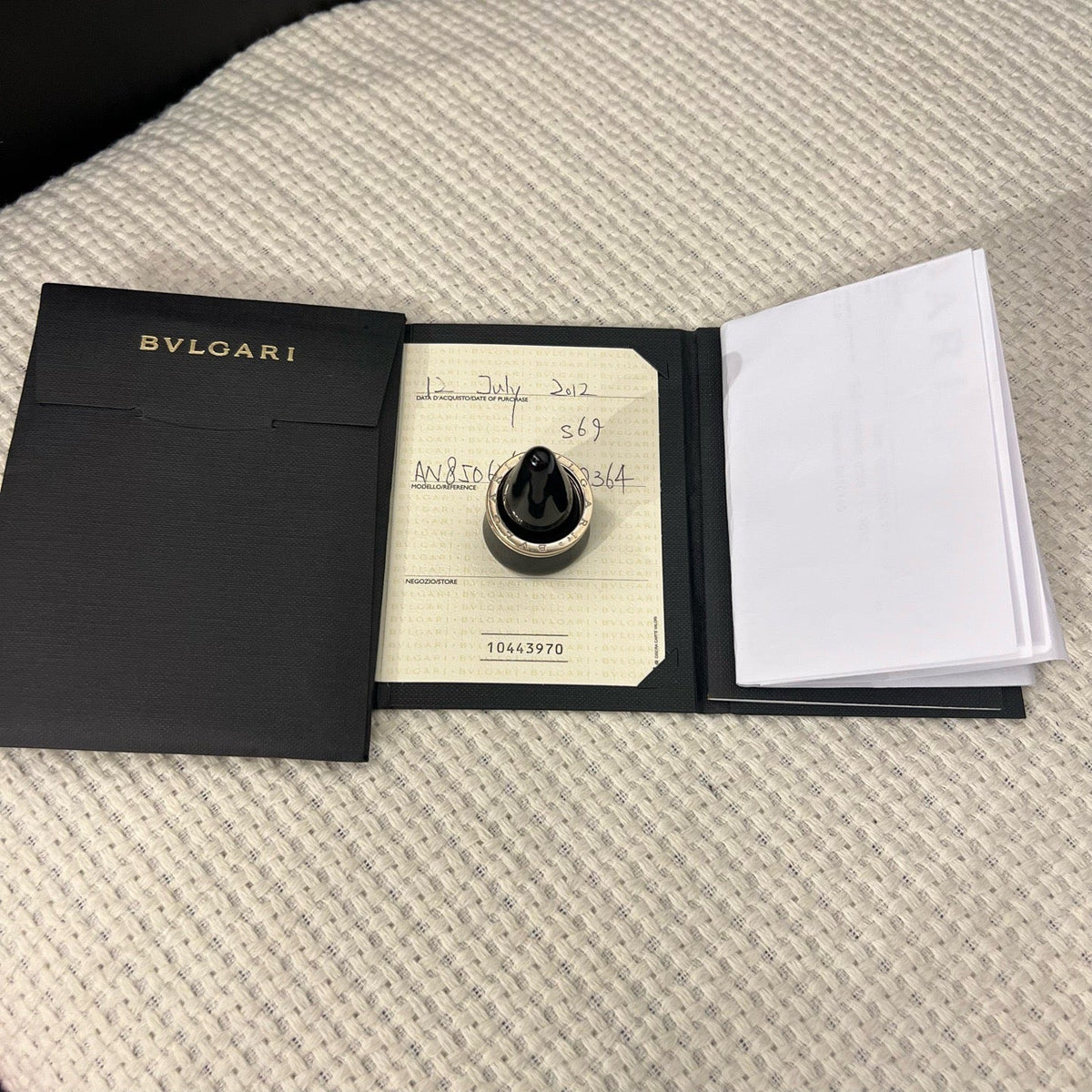 Bvlgari 18K White Gold B.zero1 Single Full Diamond Ring, Size 69