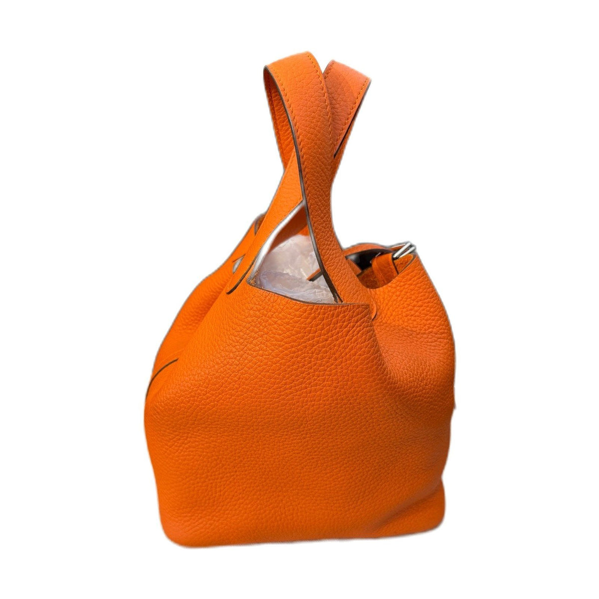 Hermès Picotin 18 Handbag, Orange Taurillon Clemence Leather, Y Stamp, Missing Lock Key