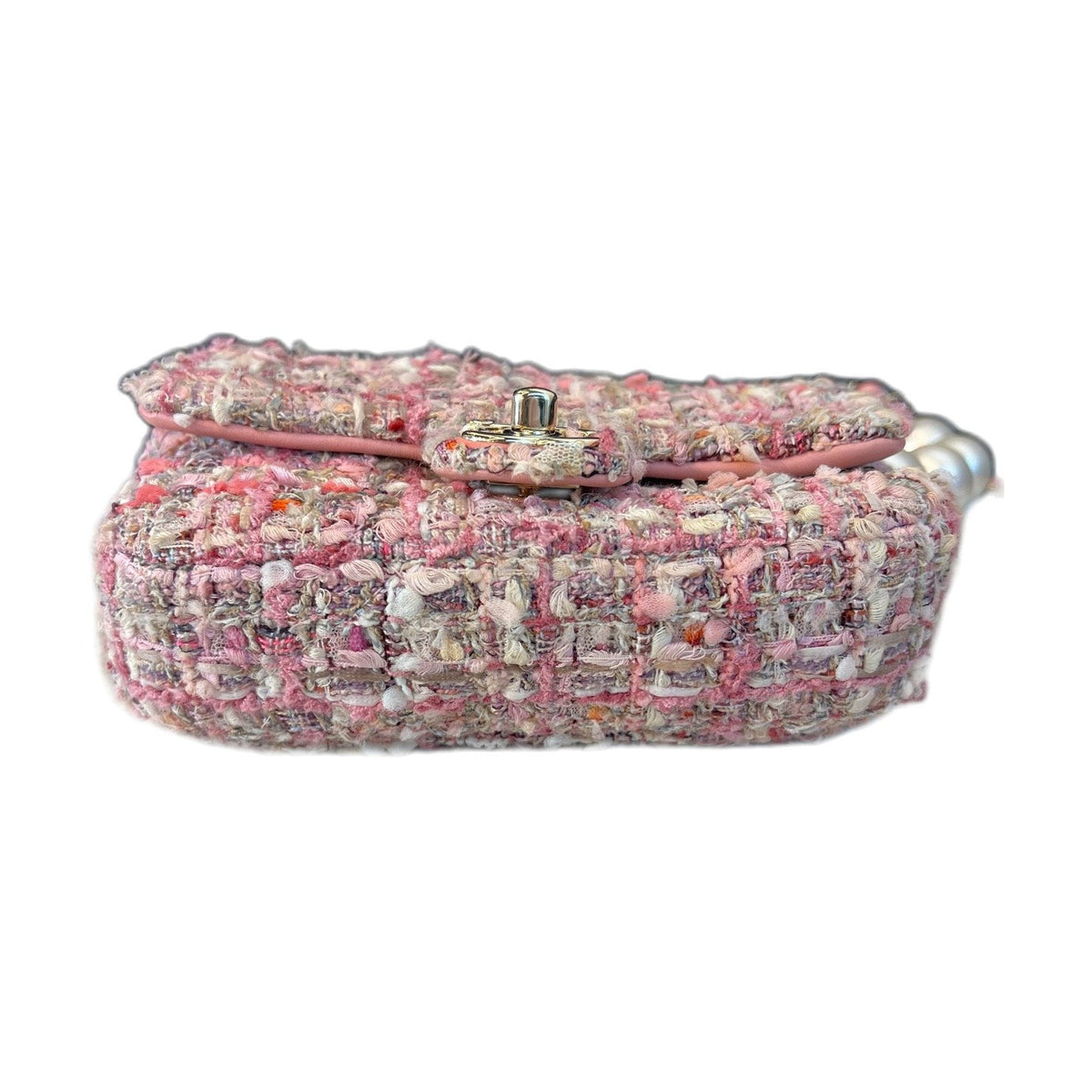 CHANEL Classic Flap CF Pearl Chain, Tweed Flap Crossbody Bag, Series 28
