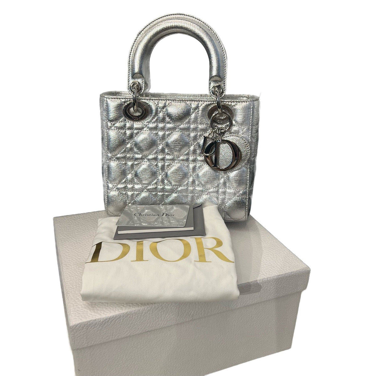 Dior Lady Dior 4-Cannage, Silver with Badge Strap, 2017
