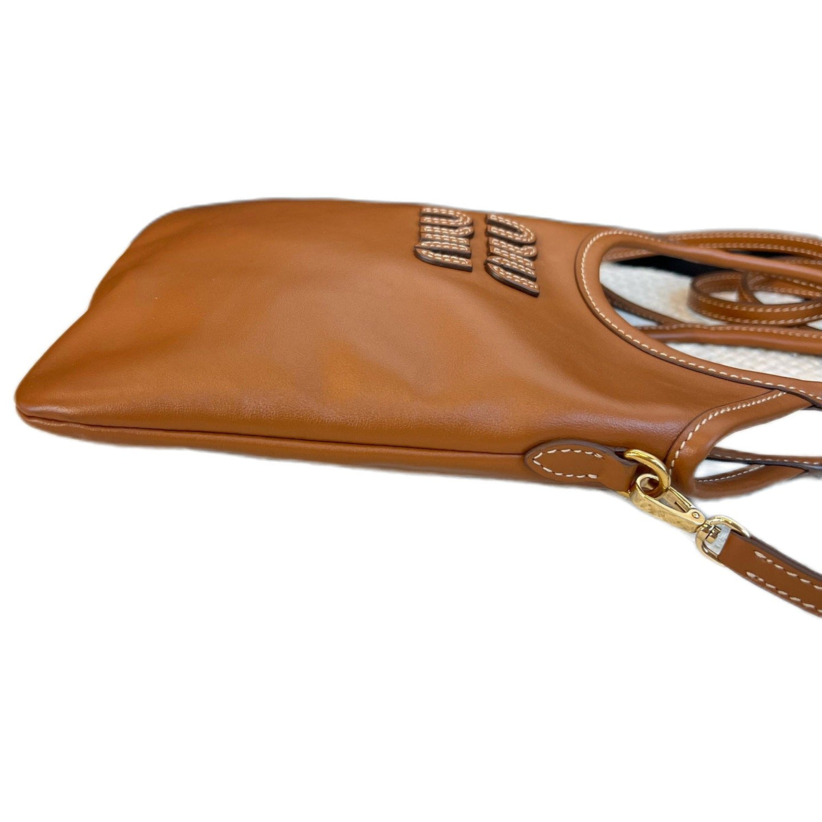 Miu Miu IVY Leather Tote Shoulder Bag, Cognac