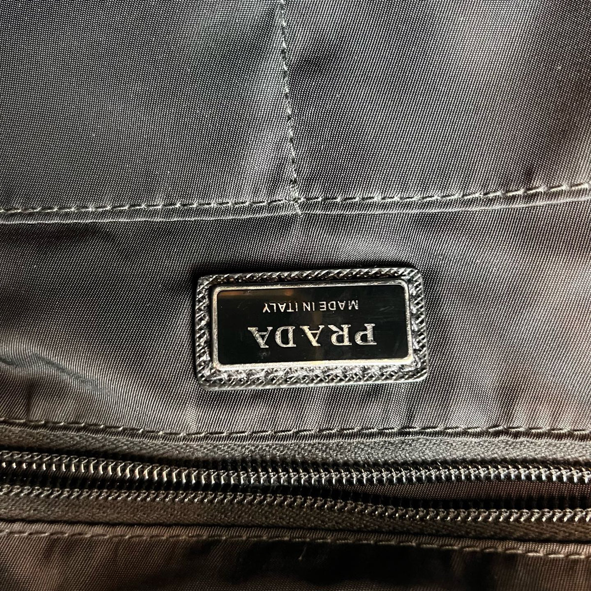 Prada Black & Silver Nylon Messenger Bag