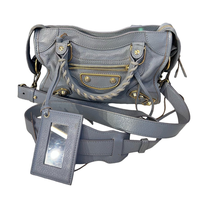 Balenciaga Grey Gold Mini Motorcycle Bag, Shoulder & Crossbody
