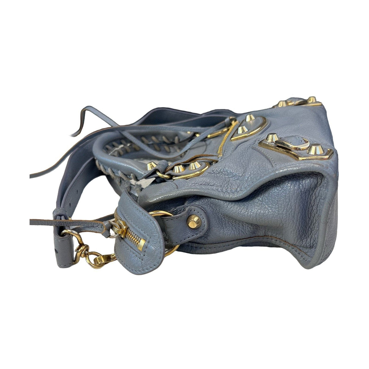 Balenciaga Grey Gold Mini Motorcycle Bag, Shoulder & Crossbody