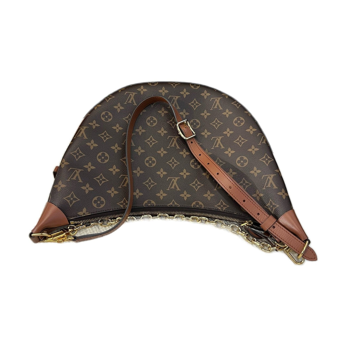 Louis Vuitton Loop Hobo Crossbody Bag, Brown Coated Canvas, Chip Version