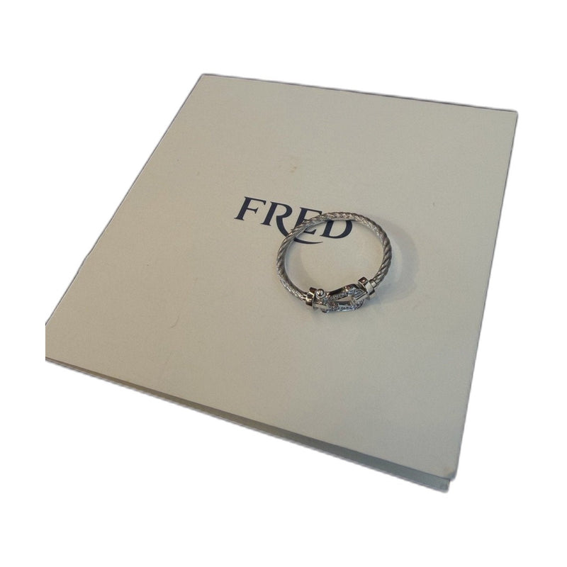 Fred Force 10 Horseshoe Ring, 18K White Gold with Diamonds, EU Size 53