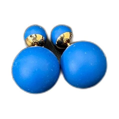 Dior Classic Blue Matte Mother & Baby Double Ball Earrings