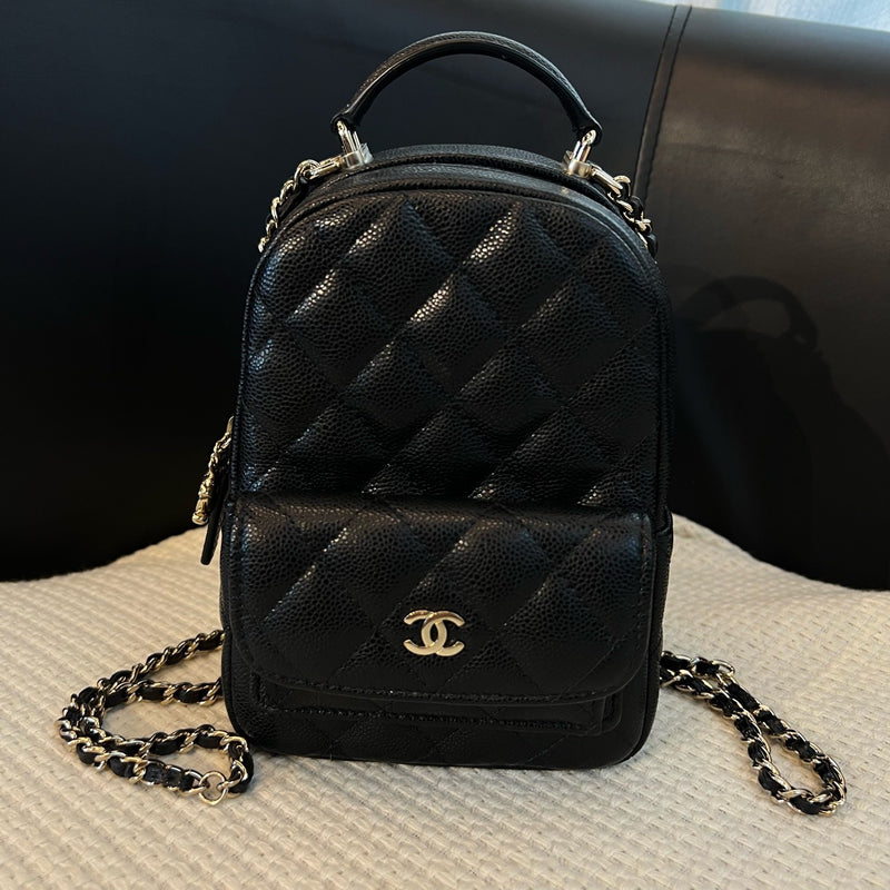 Chanel Black & Gold Mini Backpack, Chip Version