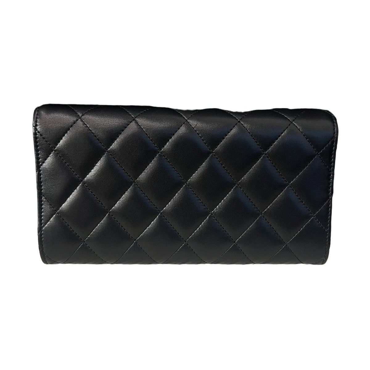 Chanel Classic Flap Wallet Clutch, Black & Gold Lambskin, 27 Series