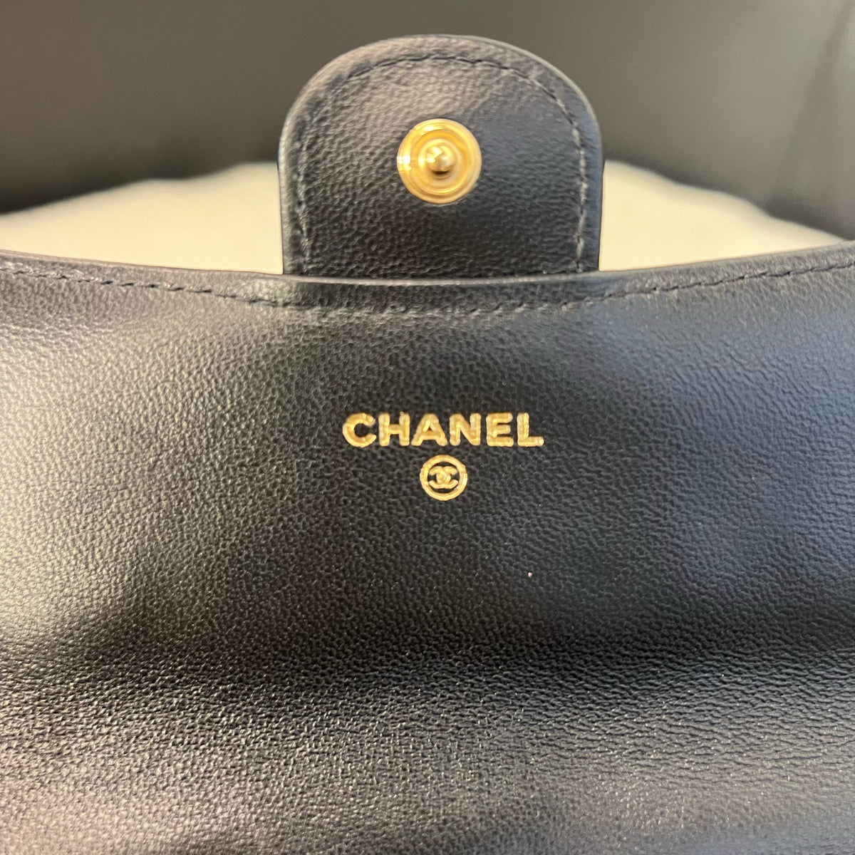Chanel Classic Flap Wallet Clutch, Black & Gold Lambskin, 27 Series