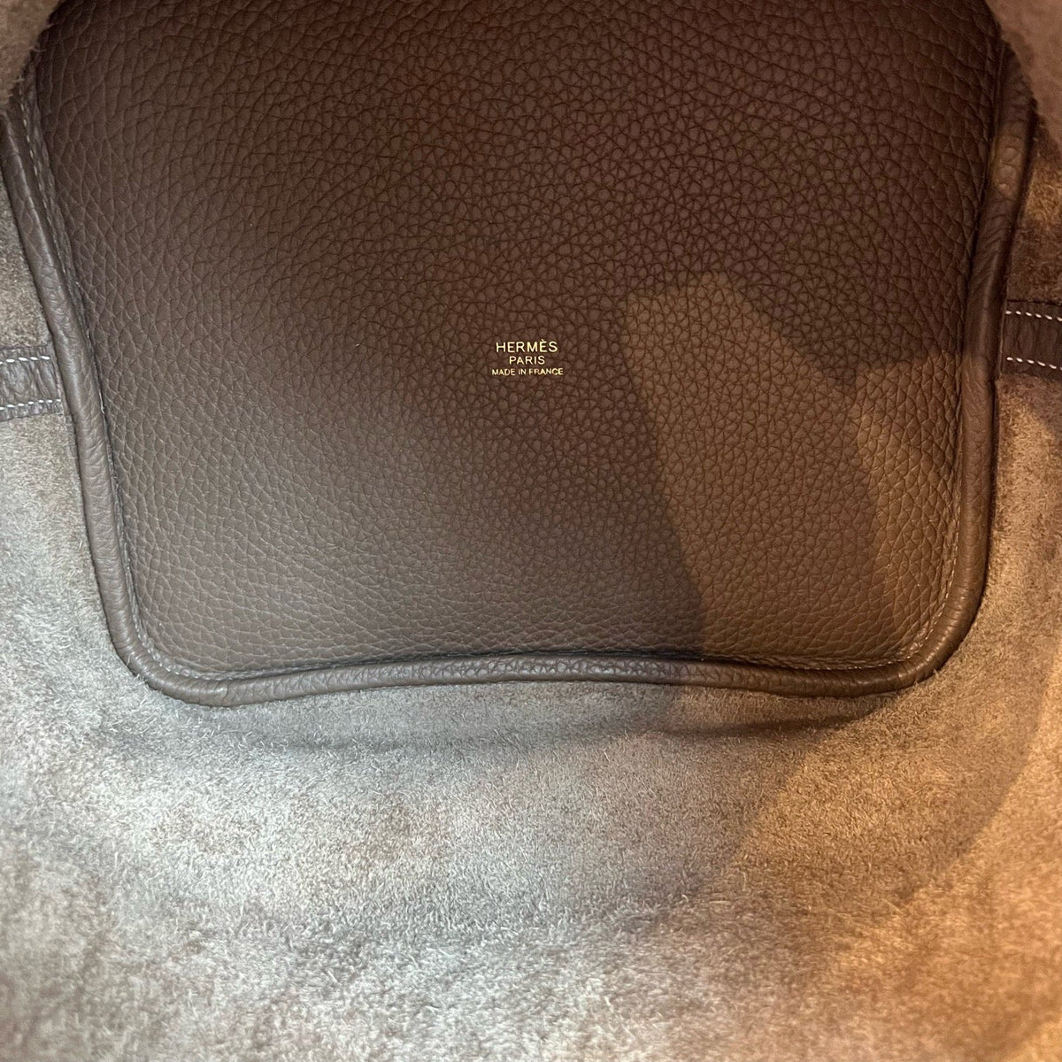 Hermès Elephant Grey Picotin 22, Gold Hardware, Handbag, Stamp A