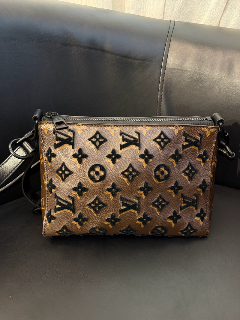 Louis Vuitton Triangle Black & Brown Flocking Limited Edition Messenger Bag, 2019