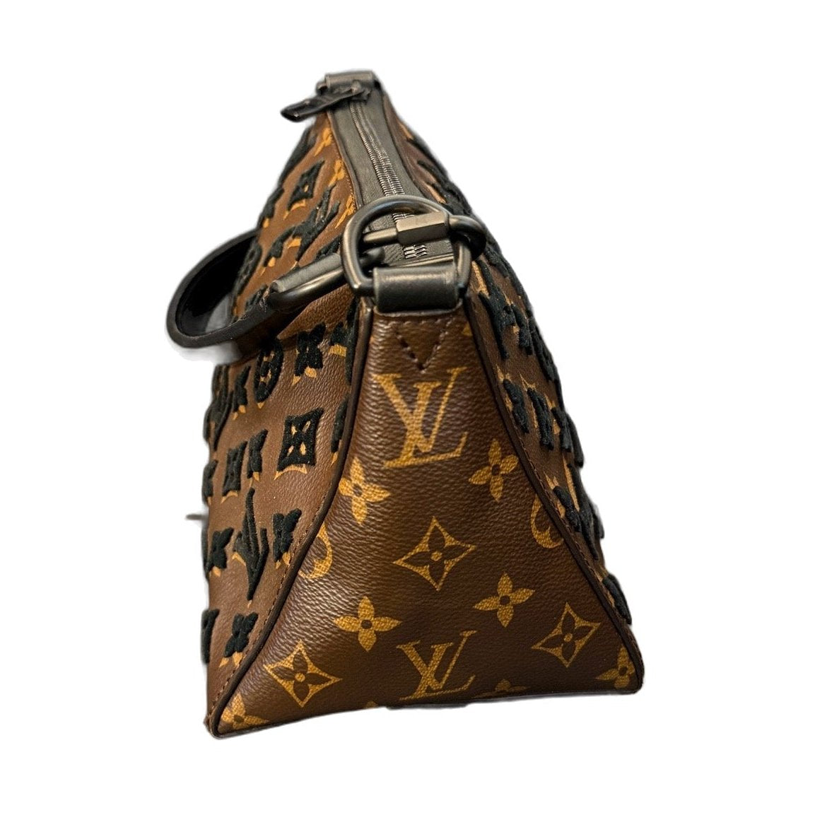 Louis Vuitton Triangle Black & Brown Flocking Limited Edition Messenger Bag, 2019