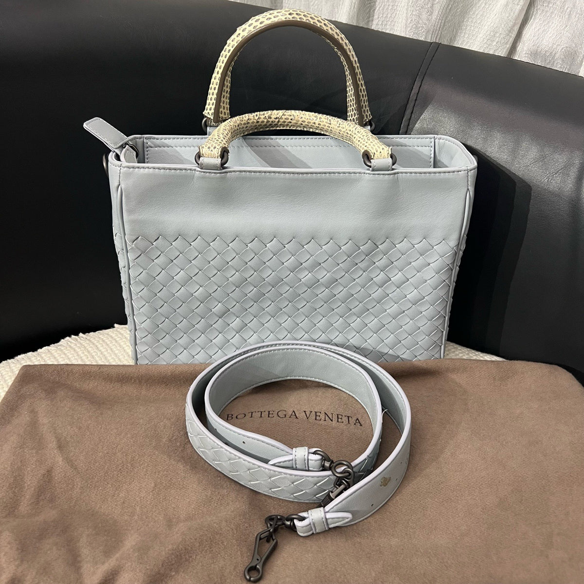 Bottega Veneta Grey Intrecciato Handbag, Shoulder & Crossbody Bag