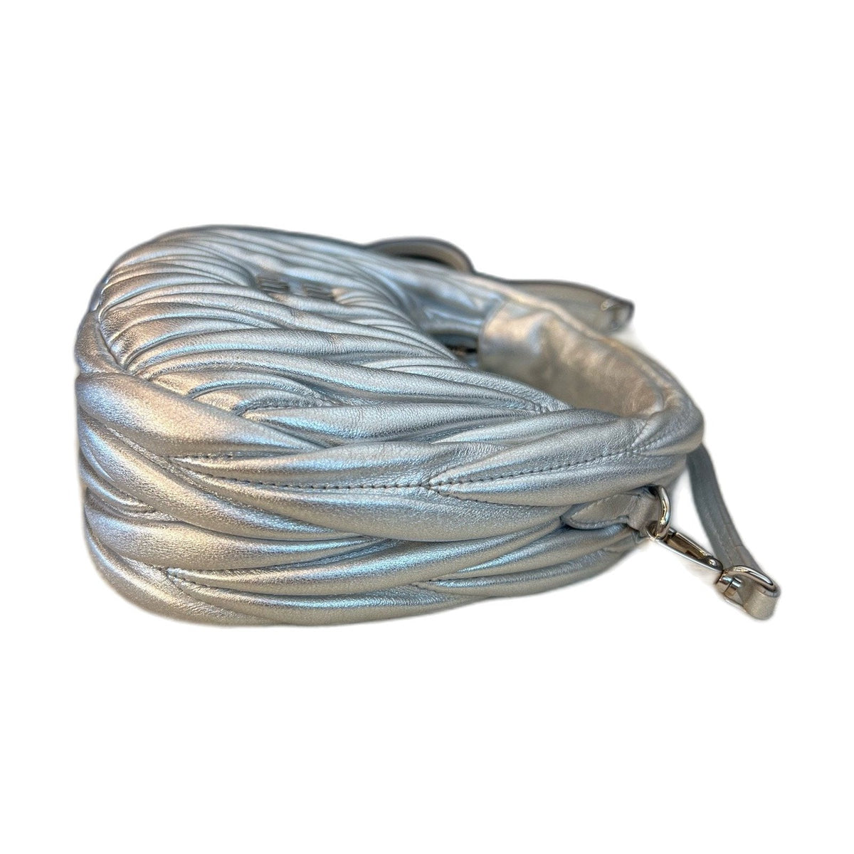 Miu Miu Wander Hobo, Silver Lambskin Ruched Bag