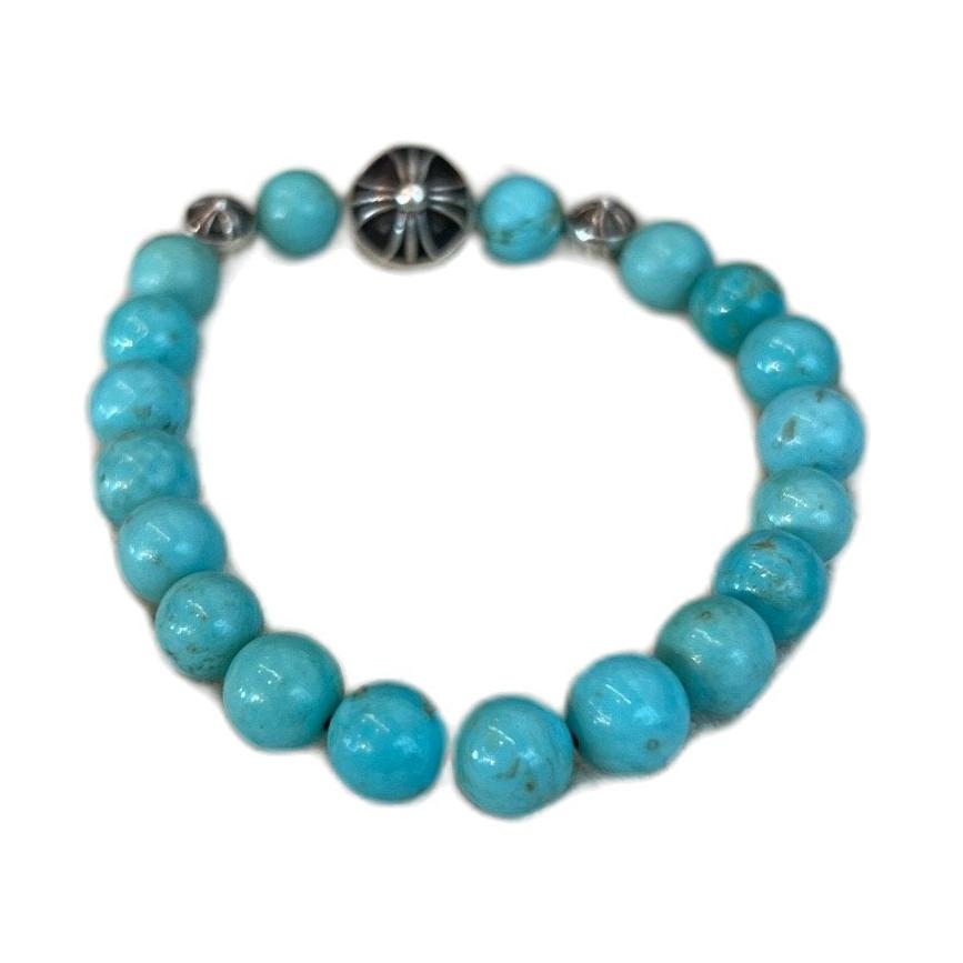 Chrome Hearts 8mm Turquoise Three Silver Beads Bracelet