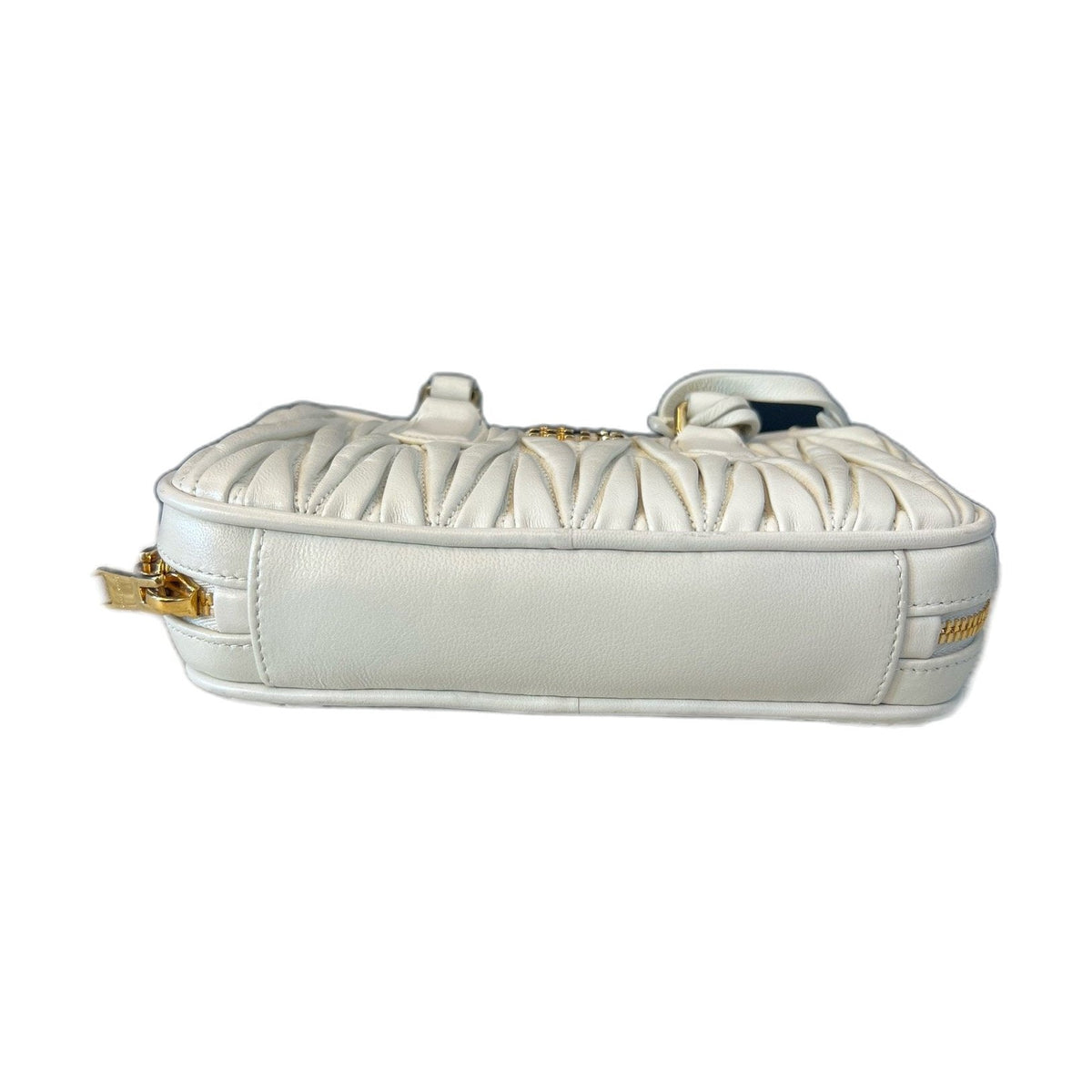 Miu Miu Small Matelassé Lambskin Bowling Bag, White, Handbag & Crossbody Bag