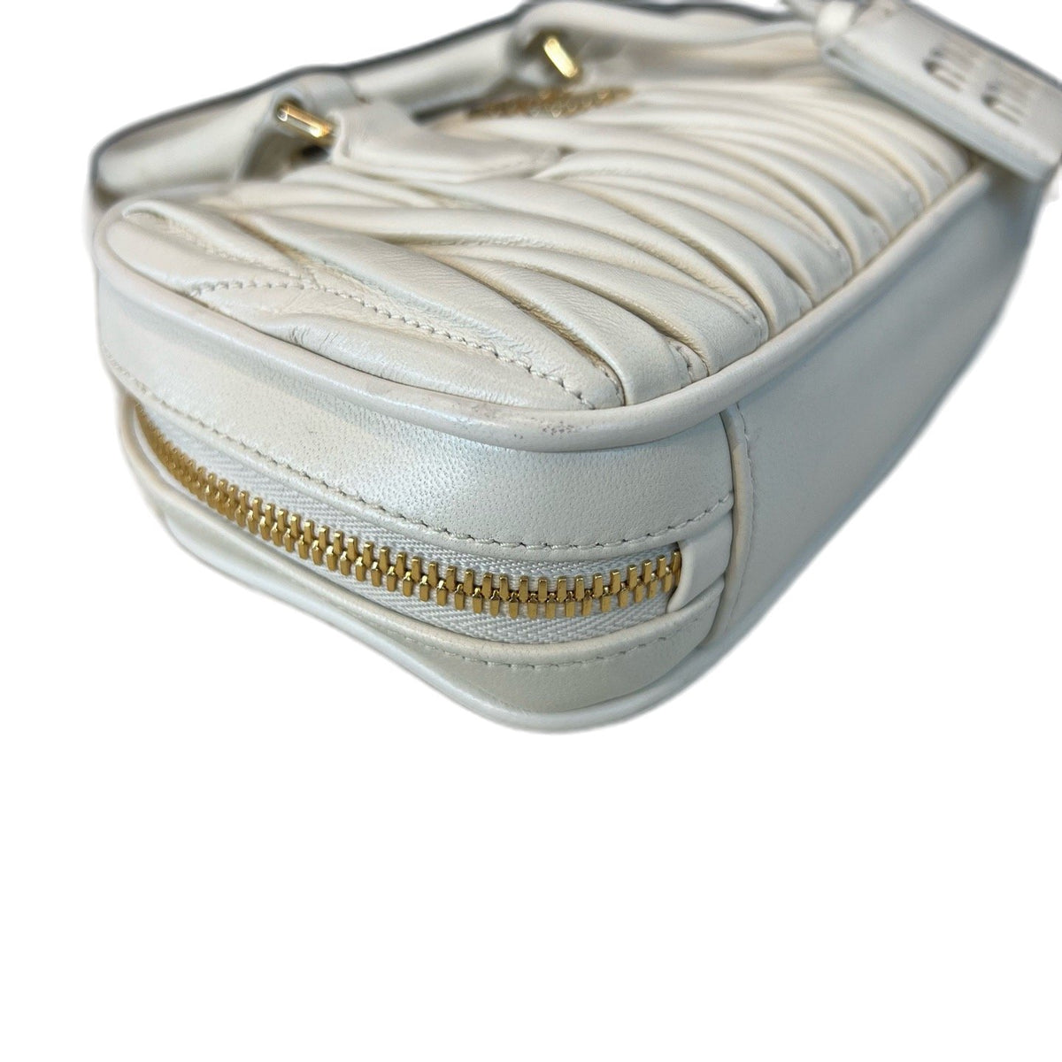 Miu Miu Small Matelassé Lambskin Bowling Bag, White, Handbag & Crossbody Bag