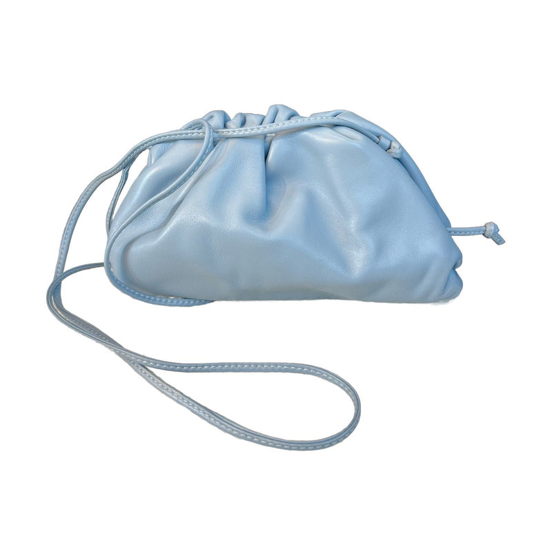 Bottega Veneta Mini Intreccio Cloud Bag, Calfskin Leather, Blue, Clutch Crossbody Shoulder Bag